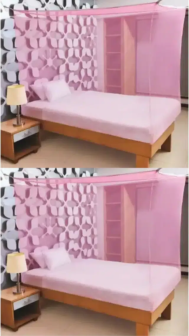 Single Bed Mosquito Net (Pack of 2) (Pink, 6x3 feet)