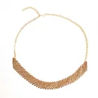 GOLD Rhinestone Fringe Necklace and Dangle Earrings For Womens 