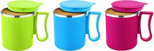 Stainless Steel Coffe Mug, Multicolour, Pack of 3 (300 ML)