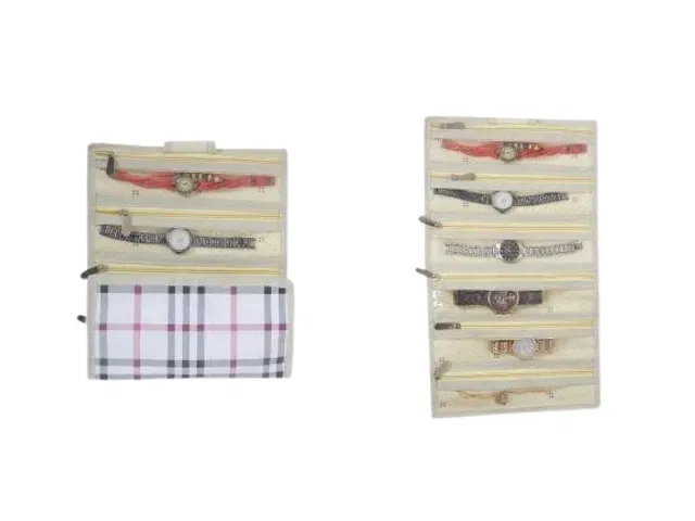 Canvas Foldable 6 Compartments Chain Organizer (White)
