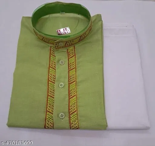 Solid Show Button Kurta Set for Men (XXL)