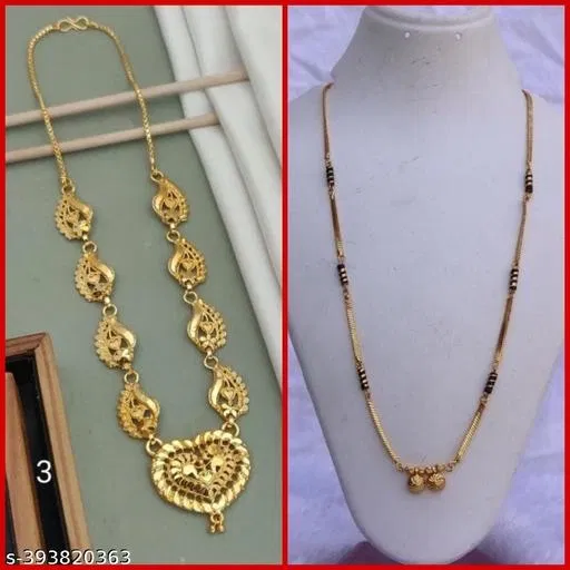 Alloy Mangalsutra with Necklace for Women (Multicolor, Set of 2)