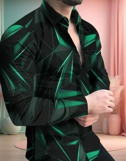 Printed Casual Shirts for Men (Green, M)