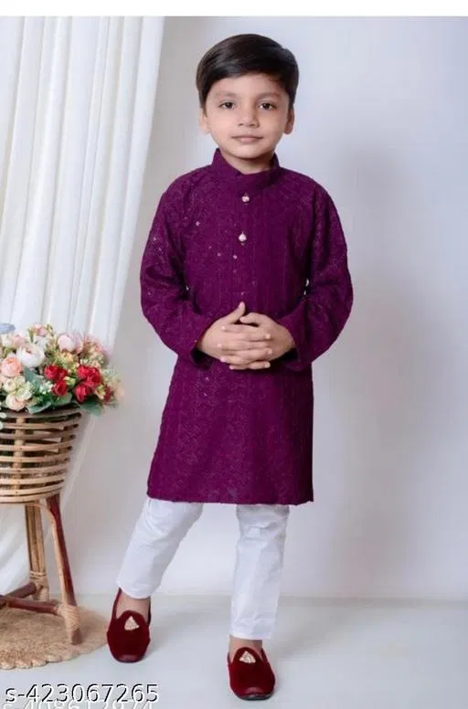 RK TRADERS Embellished Pyjamas & Dhoti Pants for Boys (White, 0-3 Months)