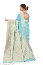 Linen Zari Woven Saree for Women 