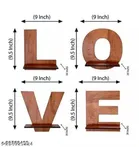 Love  2Wooden Wall Hanging ,Brown, Pack of 4
