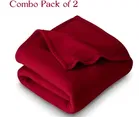 Combo Pack of 2 Solid Polar Fleece Blanket Red (60x90)