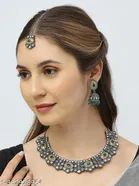 [Silver] 2 Tone Kundan Set for Women 