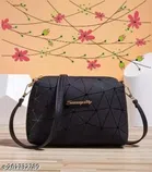 Pu Sling Bag For Women (Black)