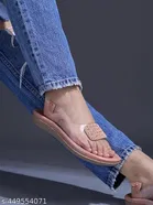 Shoetopia Peach Embellished Flat Sandals 