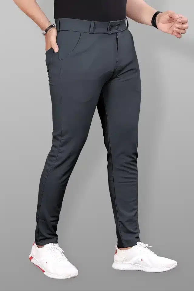 Lycra Blend Trouser for Men (Dark Grey, 30)