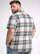 Cotton Blend Printed Shirt for Men, Beige 