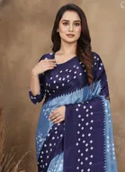 Art Silk Printed Saree for Women, Blue 
