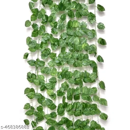 Plastic Artificial Garlands Plant for Home Decor for Women (Green, Set of 3)
