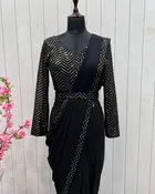 Georgette Solid Saree for Women, Pink 