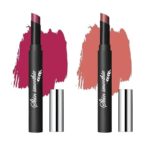 Skin Smoothie Lip Crayon Lipstick, Cherry, Pink [Pack of 2]