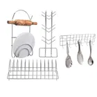 Stainless Steel Cup Stand & Plate Stand & Chakla Belan Stand & Hook Rail For Kitchen 