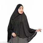 Georgette Solid Hijab for Women, Black 
