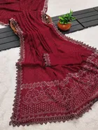 Georgette Dyed/ Washed Saree for Women, Maroon 