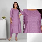 Cotton Silk Embroidered Kurti for Women & Girls, Purple 