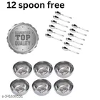 Stainless Steel 6 Pcs Bowls with 12 Pcs Spoon 