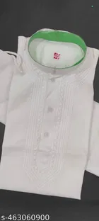 Cotton Solid Kurta Set for Men, White 