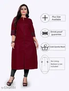Solid Cotton Kurti with Show Button for Women 