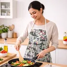 Printed Cooking Aprons Paris City Design with Pocket  & Adjustable Neck Strap Oil & Stain Resistant