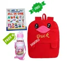Combo of Fabric School Bag, Water Bottle with All in One Book for Kids 