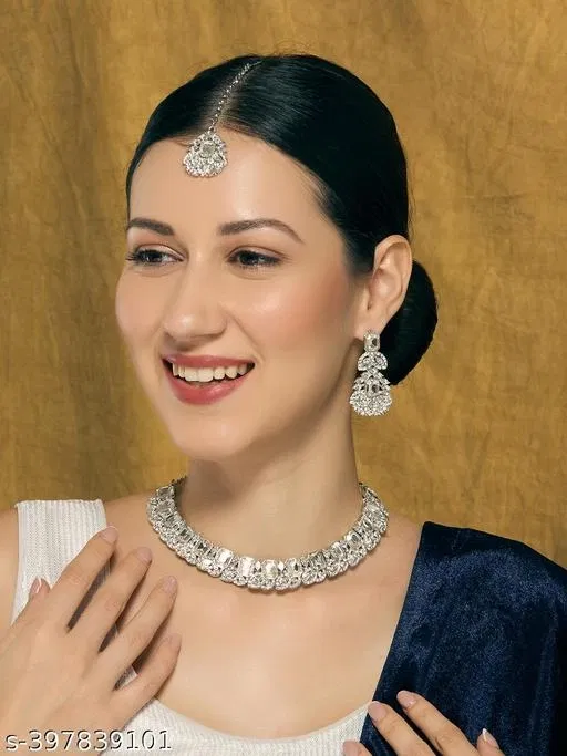 Beautiful Necklace Set for Women (White, Free Size)