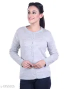 Acrylic Solid Sweater for Women (Grey, M)