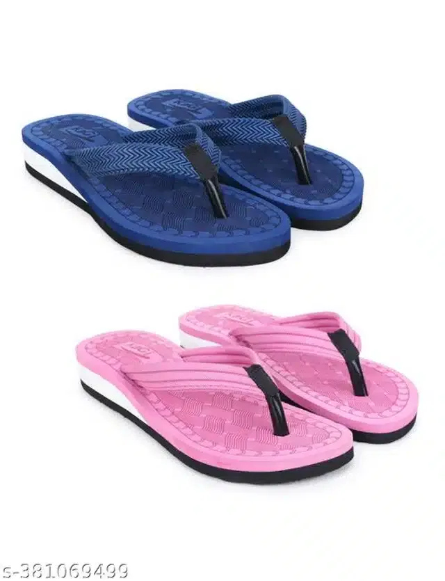 Slippers for Women (Navy Blue & Pink, 4) (Pack of 2)