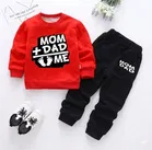 Love Mom Dad Polycotton Clothing Set for Boys ,Red & Black 