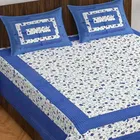 Sanganeri Jaipuri Traditional Printed Double Bed Sheet with 2 Pillow Covers 