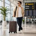 VIP Aristocrat 22 Inch [Small] Cabin Trolley Bag with Premium Gift Packing Box & 360° Spinner 8 Wheels, Brown