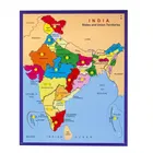 Wooden India Map Board with Cutouts for Kids 