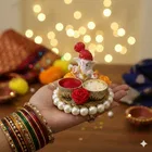 Metal Decoretive Pooja Thali, Multicolour Pack of 1