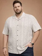 Cotton Blend Printed Shirt for Men, Off White 