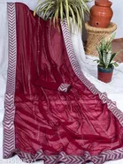 Georgette Embellished Saree For Women, Purple