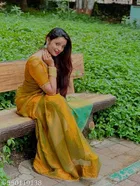 Golden Color Chiffon Saree for Women 