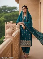 Vichitra Silk Punjabi/All Over Suits Semi-Stitched Suits 