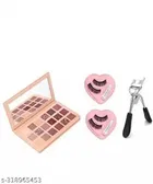 Eye Shadow Palette with 2 Pcs False Eye Lash with Glue & Eye Lash Curler 