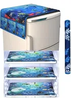 Knit Printed Fridge 3 Pcs Mat with Top & Handle Cover 
