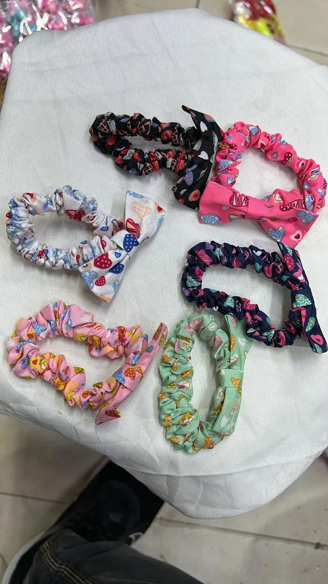 Women's Printed Bow Knot Hair Scrunchie (Pack of 6)