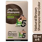 Godrej Selfie Shampoo Hair Color - Natural Brown, 18 ml (Pack of 4)