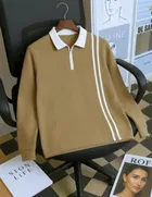 Cotton Blend Colorblocked Sweatshirt for Men, Brown 