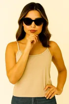Cotton Solid Camisole for Women, Beige 