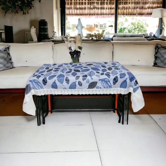 Polyester Embroidered Table Cloth (Blue, 60x90 inches)