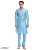 Dupion Silk Solid Kurta with Pyjama for Men 