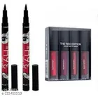 MIni Red Matte LIQUID LIPSTICK & 2 YANQINA EYELINER COMBO KIT